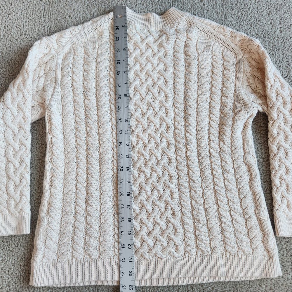 NWOT J. Crew Cotton Cashmere Cable Knit Pullover in Palest Peach RUNS BIG - Picture 7 of 10